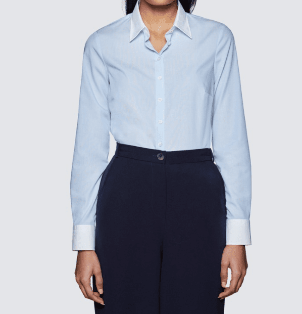 Women's Executive End On End Semi Fitted Shirt With White Collar - Single Cuffs